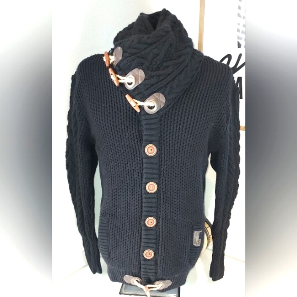 LCR /89 Black Edition High Collar Black Button Closure TurtleNeck Sweater NWT